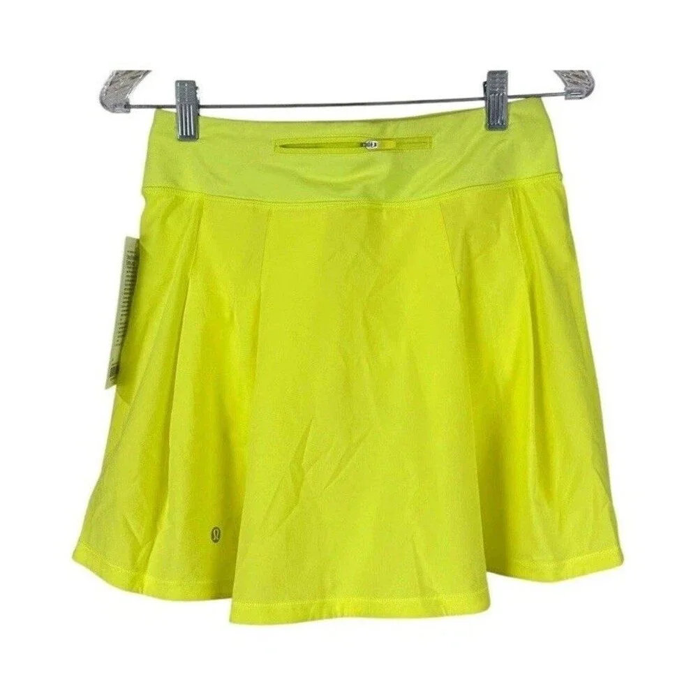 Lululemon Pace Rival Mid-Rise Skirt Extra Long Electric Lemon Women's Size 4 - Picture 9 of 10